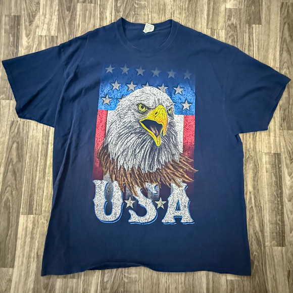 Fruit of the Loom USA Eagle T-Shirt 3XL Navy HD Cotton Patriotic Graphic - Picture 1 of 5